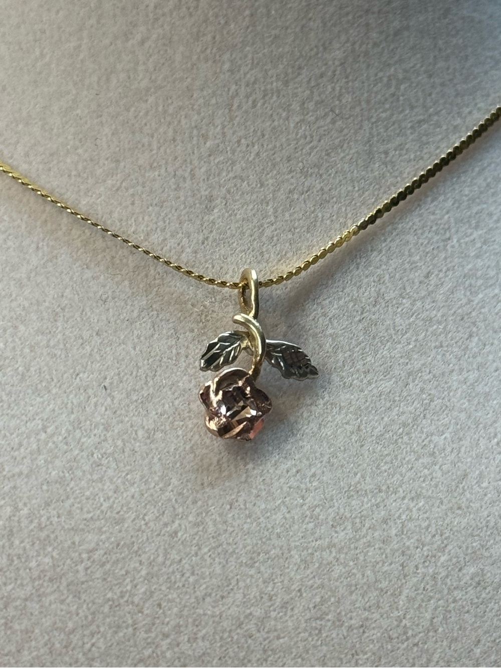 14K Rose Pendant with Yellow, White and Rose Gold